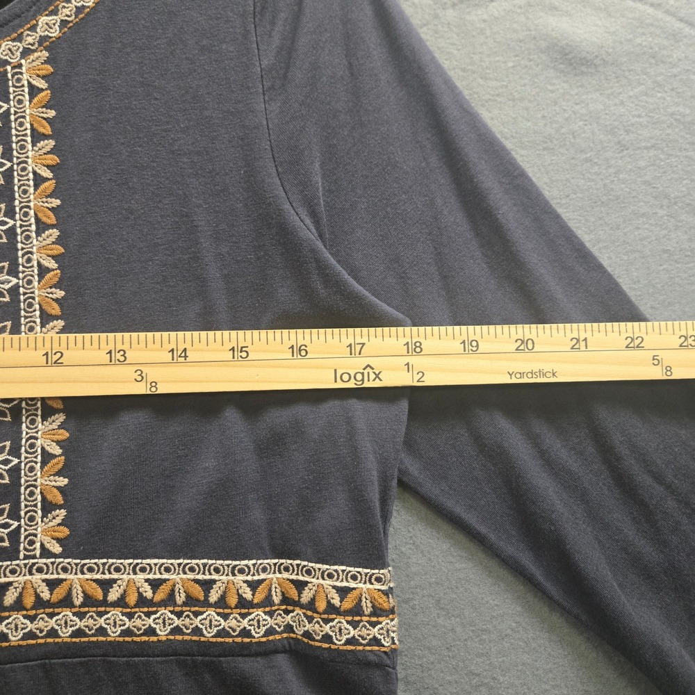 Garnet Hill Embroidered Boho Organic Cotton Fit & Flare Dress Women S Navy Blue - Picture 6 of 11